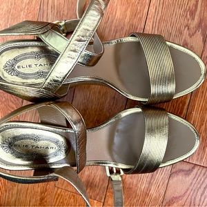 Metalic Dark Gold/Bronze/Copper  Platform leather sandals